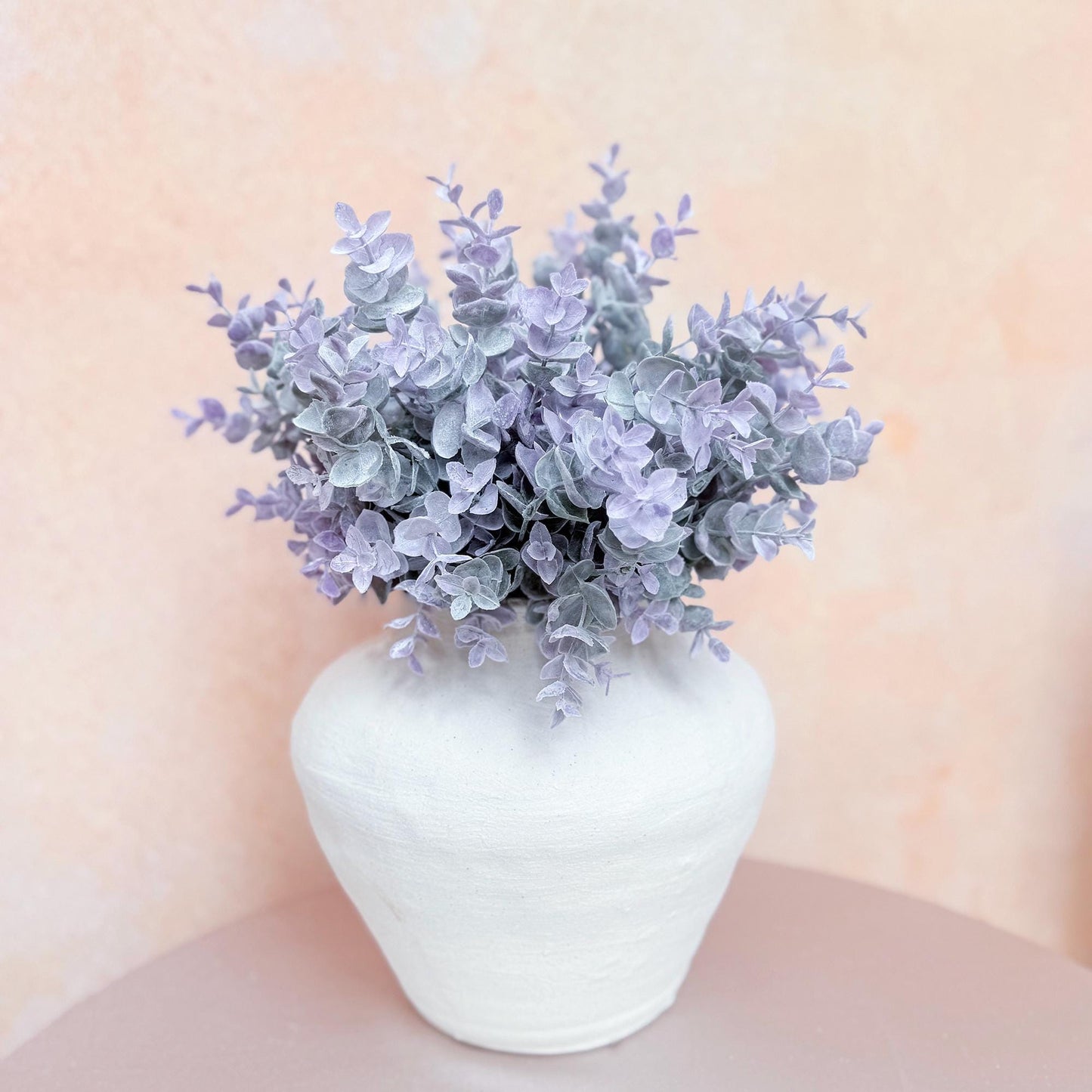 Faux Eucalyptus Branch: Spring Green & Light Purple Floral Ornament for Home Decoration, Rustic Wreath