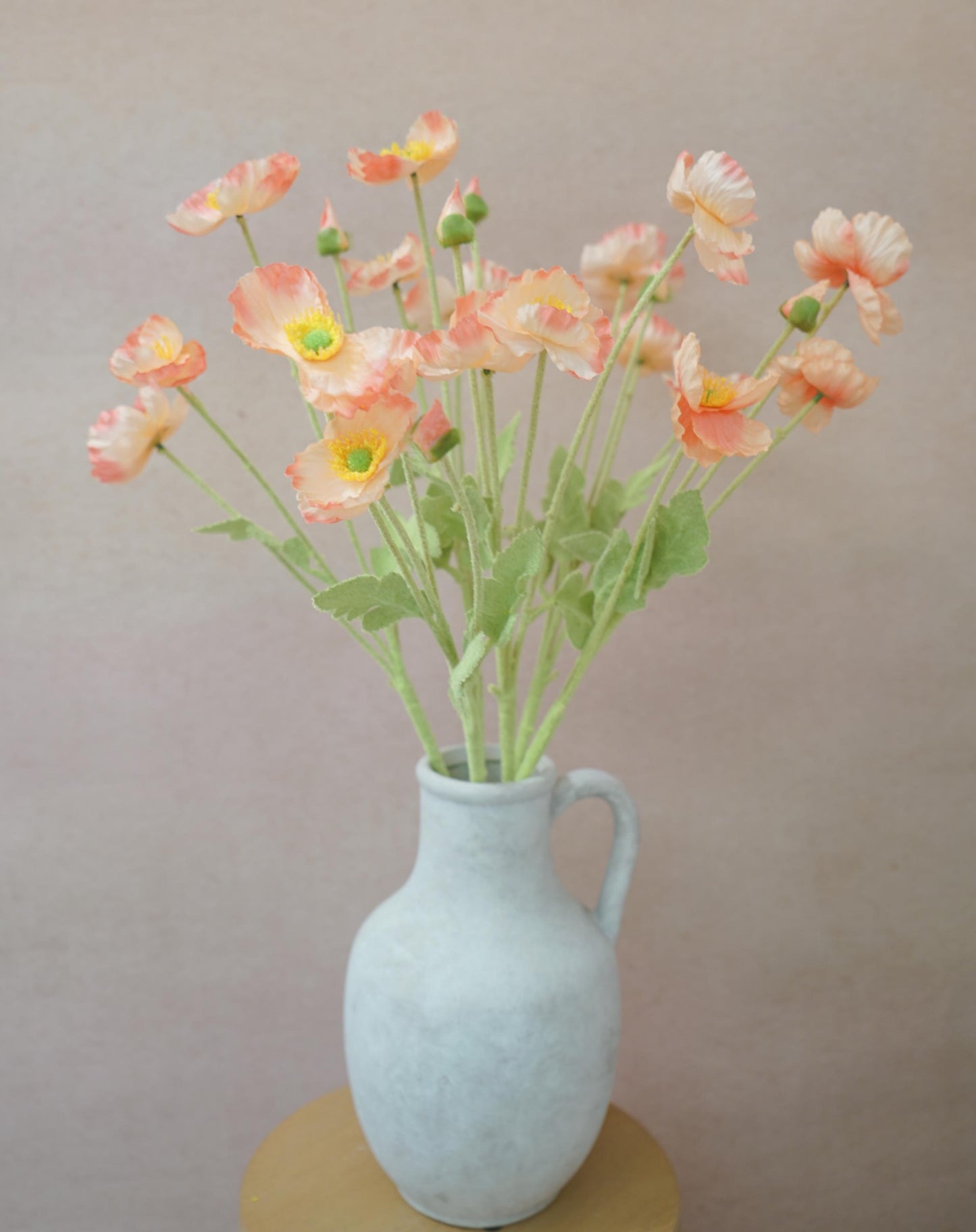 Salmon Faux Poppy Flower - Silk Poppy Flower Stem, DIY Floral Arrangements, Wedding Centerpiece, Home Decor, Gift For Her,Flower Bouquet