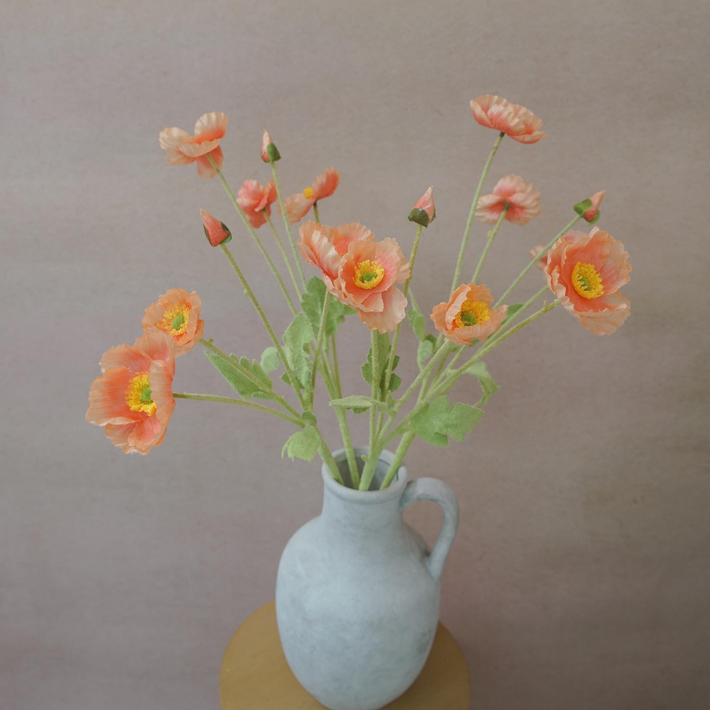 Coral Red Faux Poppy Flower - Silk Poppy Flower Stem, DIY Floral Arrangements, Wedding Centerpiece, Home Decor, Gift For Her,Flower Bouquet