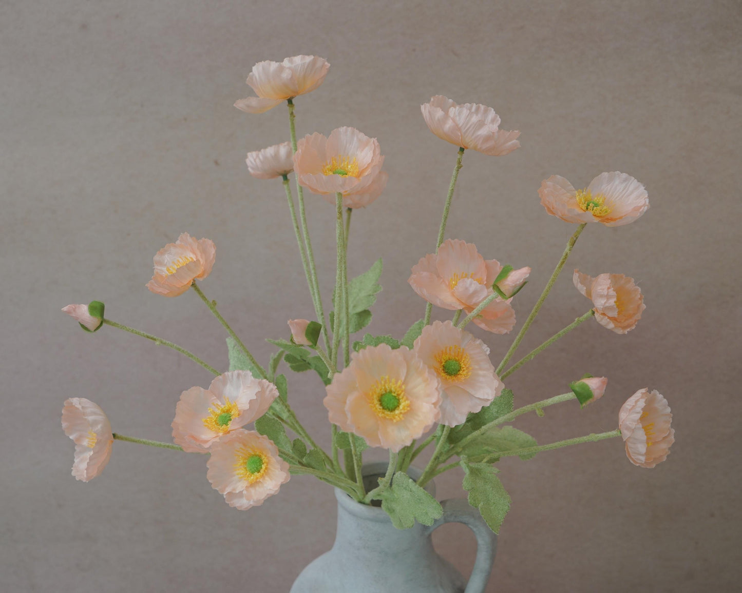 Champagne Pink Faux Poppy Flower - Silk Poppy Flower Stem, DIY Floral Arrangements, Wedding Centerpiece, Home Decor, Gift For Her, Bouquet