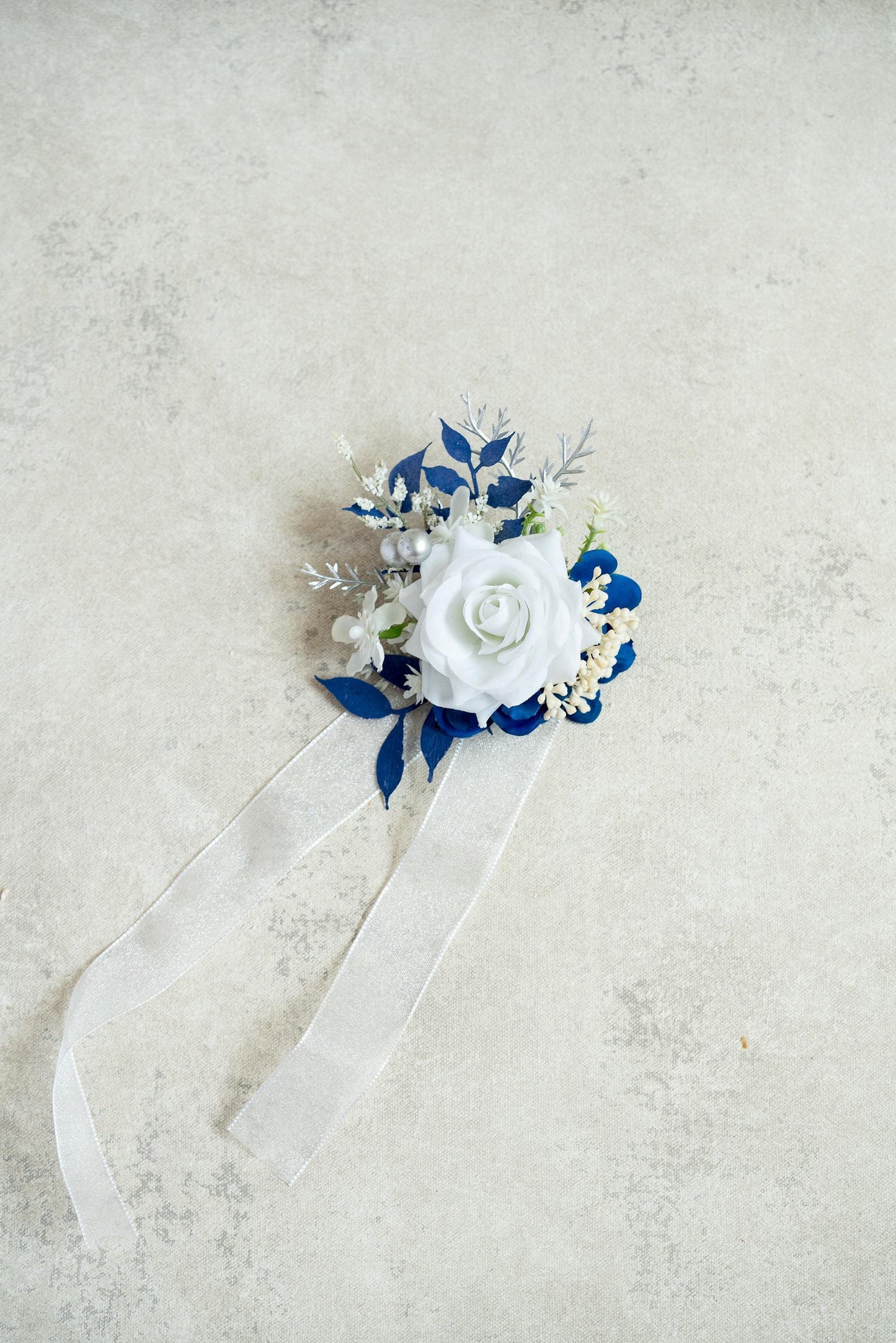 White Rose Pearl Corsage - Blue Eucalyptus Mom Bracelet, Bridesmaid Gift, Prom Boutonniere, Elegant Winter Wedding Bridal Accessories